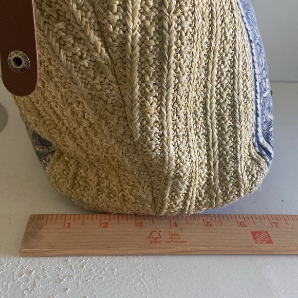 Sak Roots jute beige grey blue boho satchel bag double handle - Picture 7 of 16